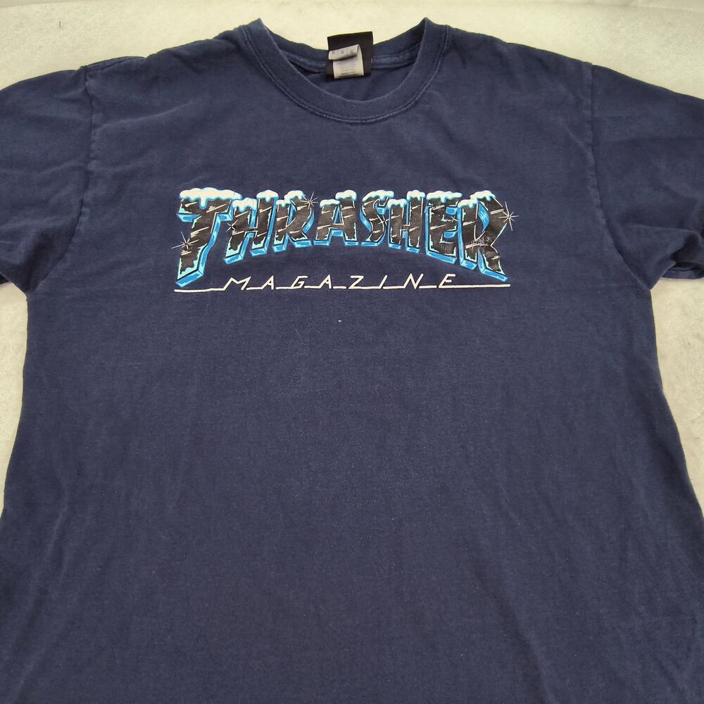 Thrasher Casual Crew Neck Short Sleeve Shirt Womens Size Medium M Blue
